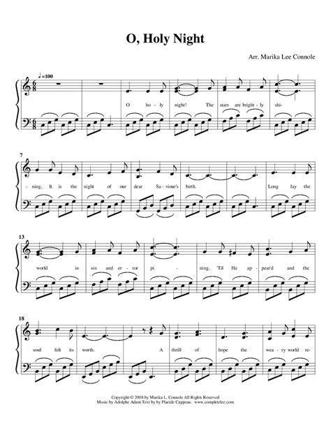 Printable O Holy Night Piano Sheet Music - Printable Templates