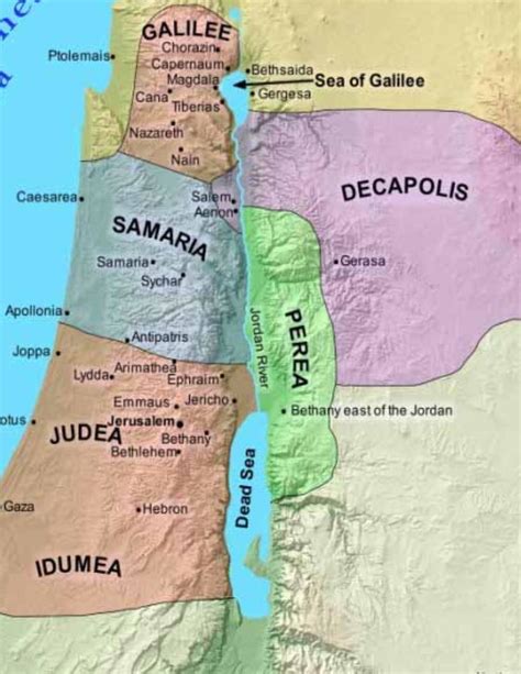 New Testament Chapter 2 Map of Palestine in Jesus' time Diagram | Quizlet