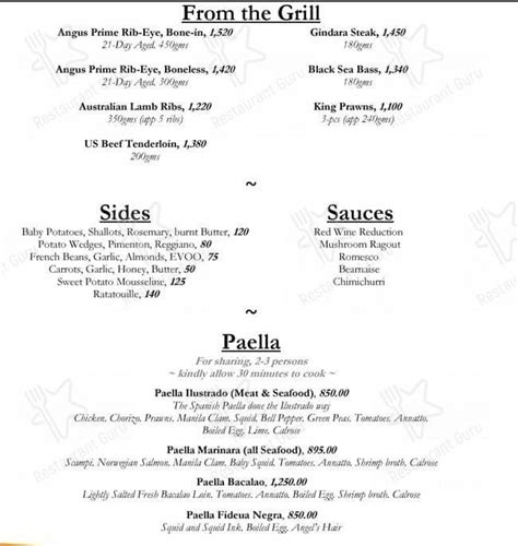 Menu at Solstice by Ilustrado restaurant, Makati