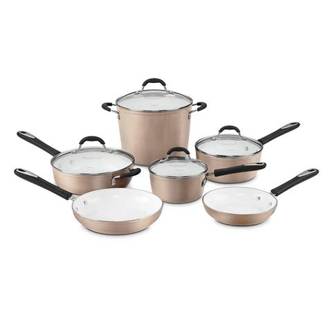 Cuisinart Ceramica 10-pc. Nonstick Ceramic Cookware Set, Beig/Green (Beig/Khaki) | Ceramic ...