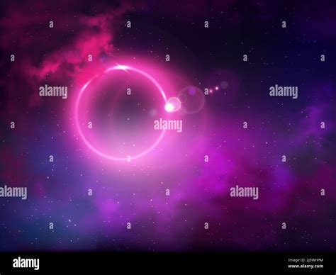 Black hole event horizon outer space view realistic vector abstract background. Light anomaly or ...