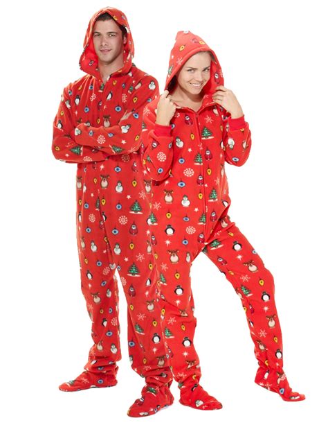 Footed Pajamas - Footed Pajamas - Holly Jolly Christmas Adult Hoodie ...