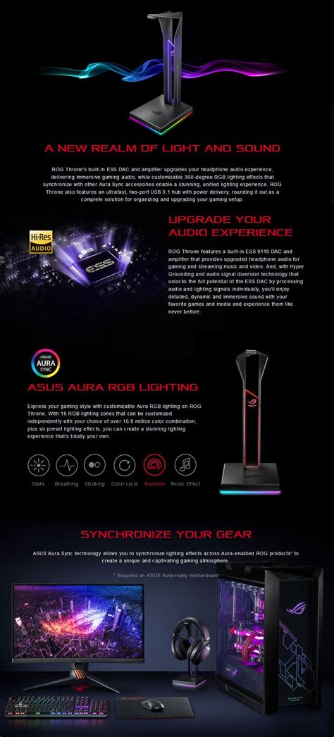 Buy ASUS ROG Throne RGB Headset Stand [ROG-THRONE/AS] | PC Case Gear Australia