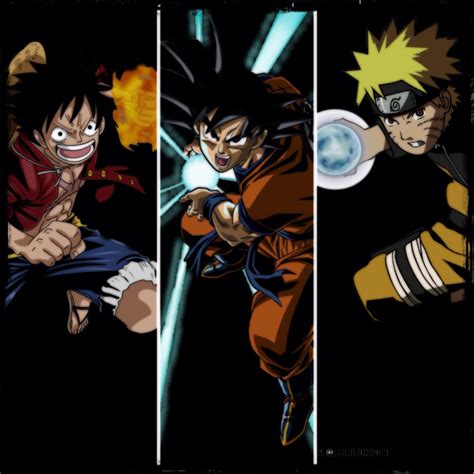 Luffy, Goku, and naruto I especially love the show One piece. Luffy ...