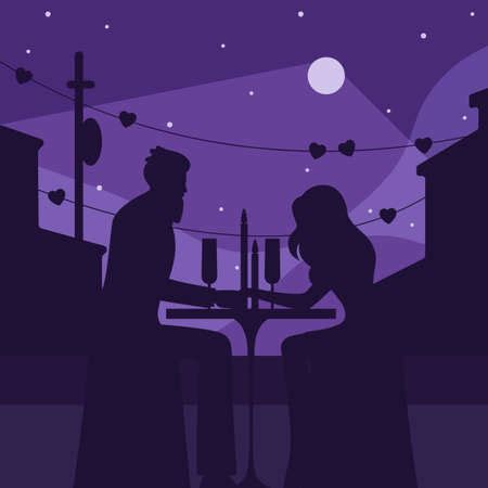 Vector of Romantic dinner with moon - ID:155537812 - Royalty Free Image - Stocklib