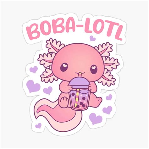 Download Cute Boba With Pink Axolotl Wallpaper | Wallpapers.com