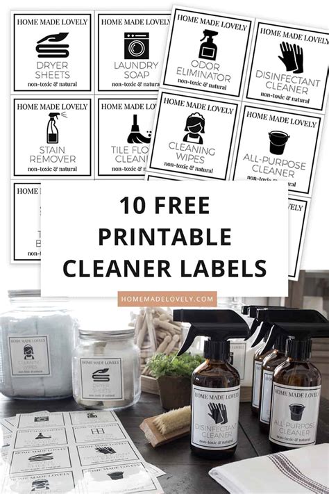 10 Free Printable Labels for Homemade Cleaning Products