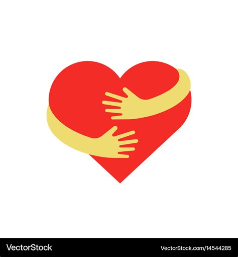 Hugging heart symbol hug yourself logo love Vector Image