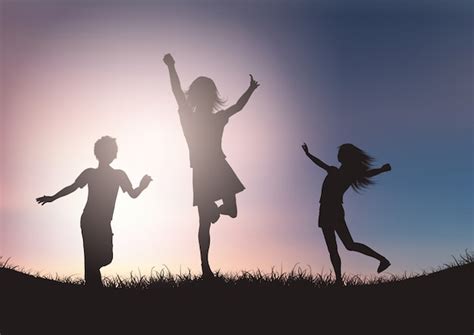 Children Playing Silhouette