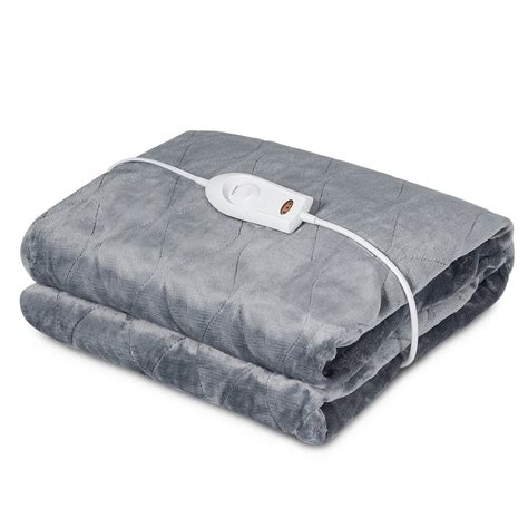 Giantex 50''x60'' Electric Throw Blanket Flannel Heated Blanket with 3 ...