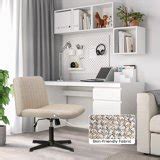 Vitesse Armless Office Desk Chair No Wheels,Fabric Padded Modern Swivel Vanity Chair,Height ...