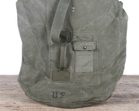 Vintage 1963 Military Duffle Canvas Green Bag / Vietnam Army Bag ...