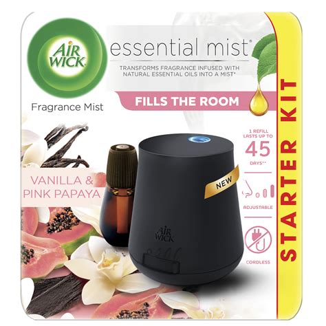 Air Wick Essential Mist Starter Kit (Diffuser + Refill), Vanilla and Pink Papaya, Essential Oils ...