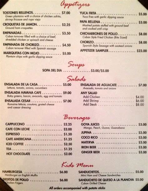 Havana Cafe & Lounge Menu, Menu for Havana Cafe & Lounge, Hoboken ...