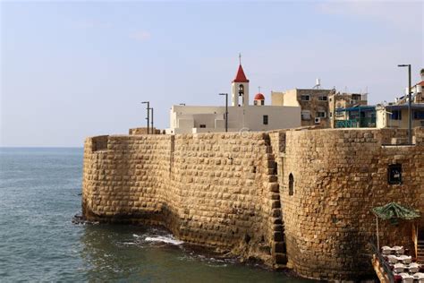 Ancient Crusader Fortress in the City of Acre on the Shores of the Mediterranean Sea in Northern ...