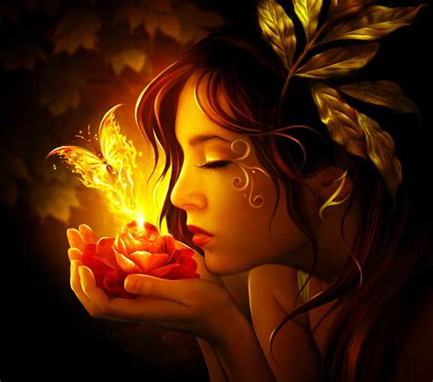 HD wallpaper: Fantasy, Fairy, Butterfly, Fire, Gold, Woman | Wallpaper Flare