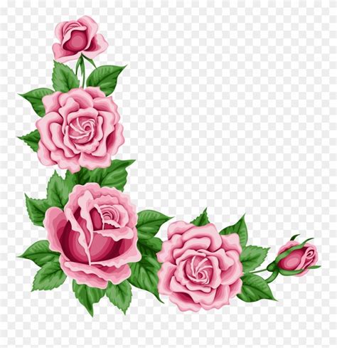 Pink Rose Clipart Flower Corner - Rose Corner Border Png Transparent Png | Flower frame png ...