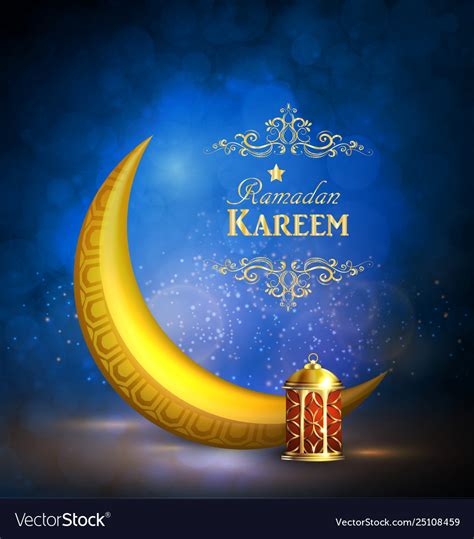 Ramadan kareem greetings with colorful lantern Vector Image