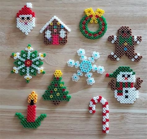 Perler bead Christmas set | Hama beads christmas, Easy perler bead patterns, Christmas perler beads