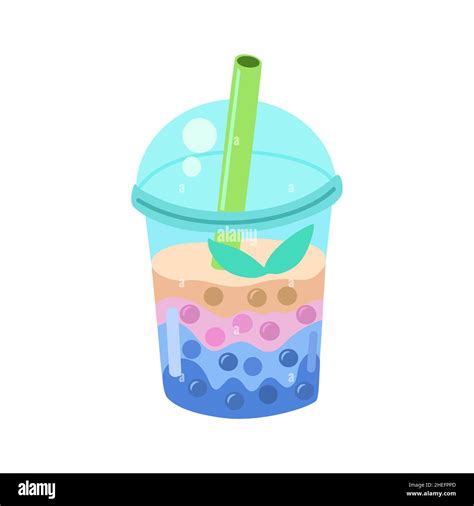 Bubble tea cup isolated on white background. Cartoon glass with milk ...