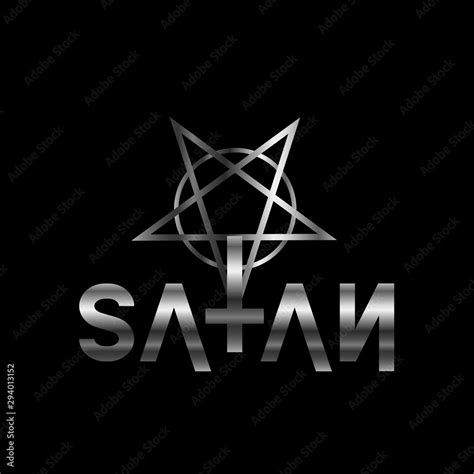 Antichrist quote with pentagram and occult symbol upside down cross T in silver Stock Vector ...