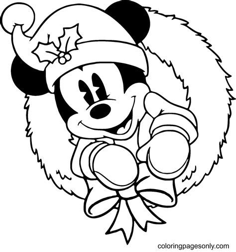 Minnie Mouse And Mickey Mouse Christmas Coloring Pages