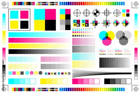 CMYK Print Calibration Illustration with Offset Printing Marks and ...