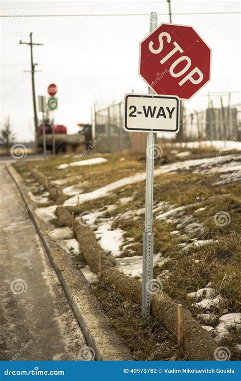 2-way stop sign stock photo. Image of fence, traffic - 49573782