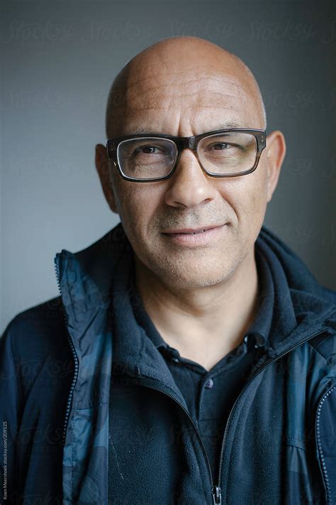 Portrait Of A Happy Bald Man With Glasses. | Stocksy United