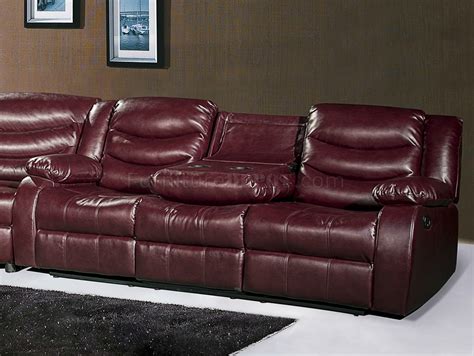 Gramercy 644 Motion Sectional Sofa in Burgundy Bonded Leather