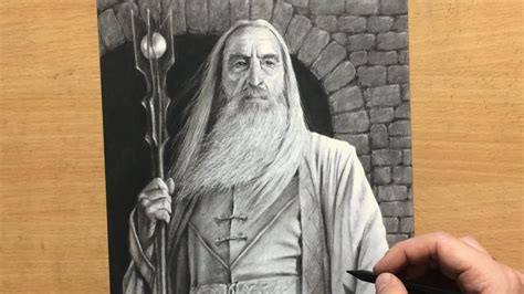 Saruman Charcoal Drawing - YouTube