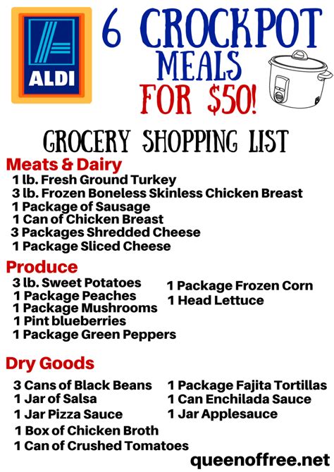 Crockpot ALDI Grocery List - Queen of Free