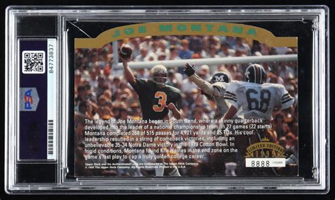 Joe Montana Signed 1993-97 Upper Deck Authenticated Commemorative Cards ...