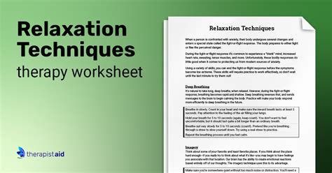 Relaxation Techniques | Worksheet | Therapist Aid