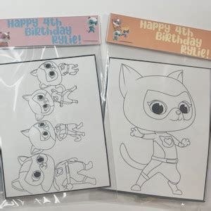 Superkitties Mini Coloring Pages, Crayons Included/party Favors/birthdays/kid's Birthday/girl's ...