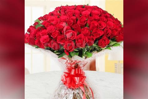 Buy 100 Red Roses grand bouquet Online and get them delivered for free | Delhi NCR