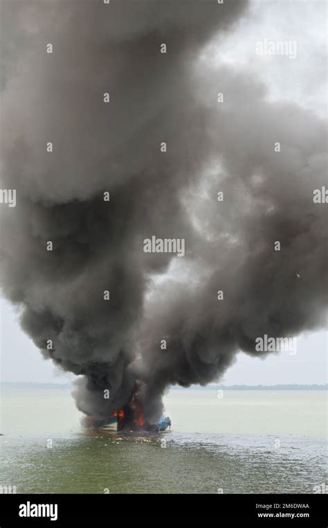 Explosions fishing boat Stock Photo - Alamy