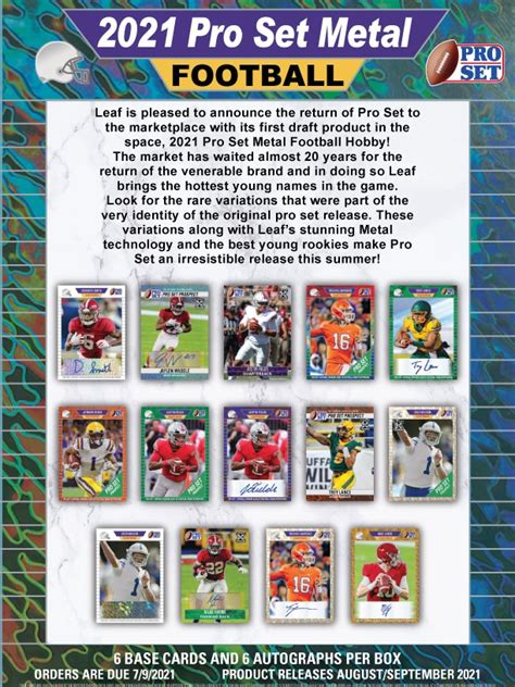 2021 Pro Set Metal Football Cards