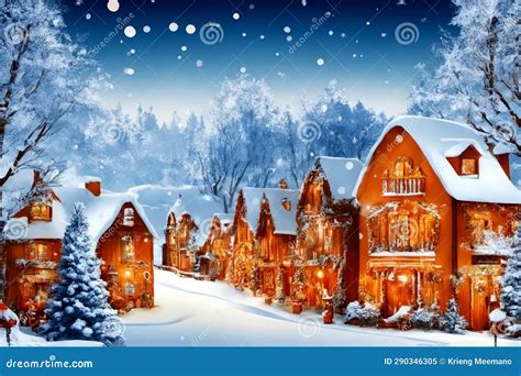 Enchanting Vintage Christmas Village in Snow, AI Generated Stock ...