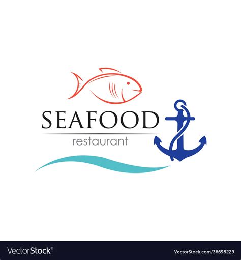 Seafood restaurant logo design fish food Vector Image