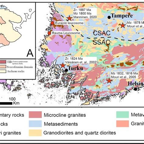 A: Simplified geological division of Fennoscandia. B: Simplified ...