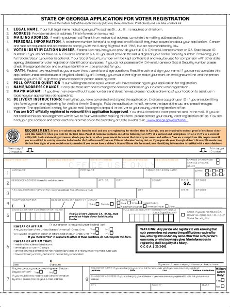 Free Georgia Voter Registration Form - Register to Vote in GA - PDF – eForms