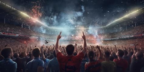 Premium AI Image | Football fans are watching football match in the stadium with AI generated