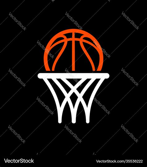 Basketball logo simple line drawing Royalty Free Vector