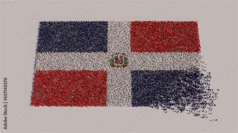 Dominican Flag formed from a Crowd of People. Banner of Dominican ...