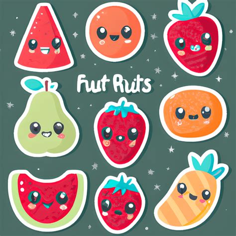 Kawaii Fruit Digital Graphic Stickers · Creative Fabrica