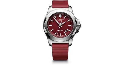 Victorinox Inox Red Rubber Strap Watch in Red for Men | Lyst