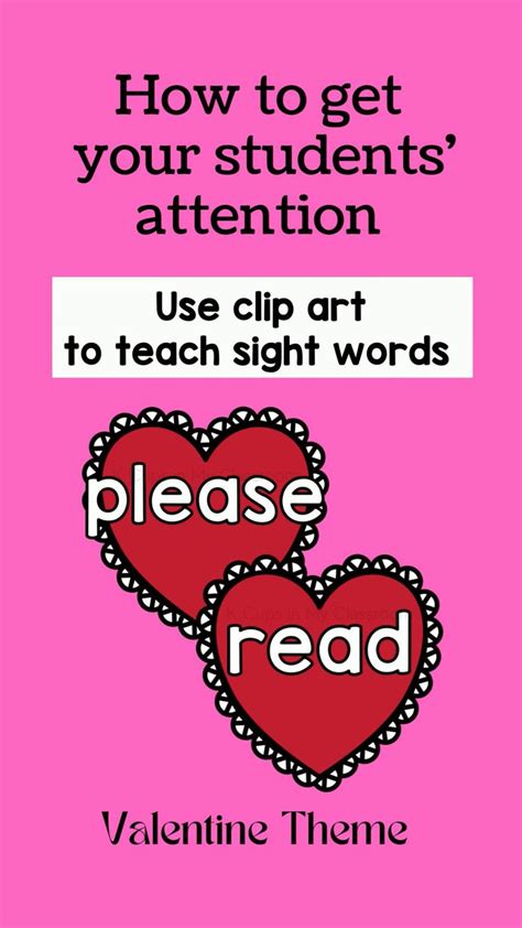 Sight Words Clip Art for Teachers, Valentine Theme | Sight words, Words, Valentine theme