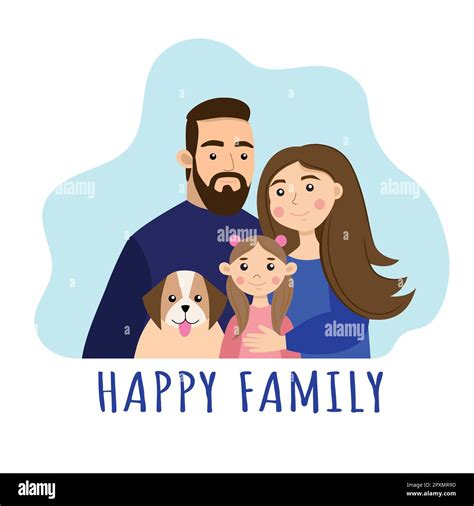 A happy family. Mom, dad, daughter and dog Stock Vector Image & Art - Alamy