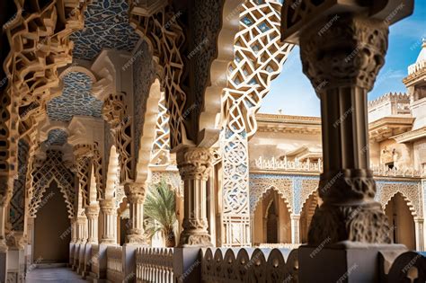 Premium AI Image | Inside interior of The mosque is an excellent example of traditional arch ...